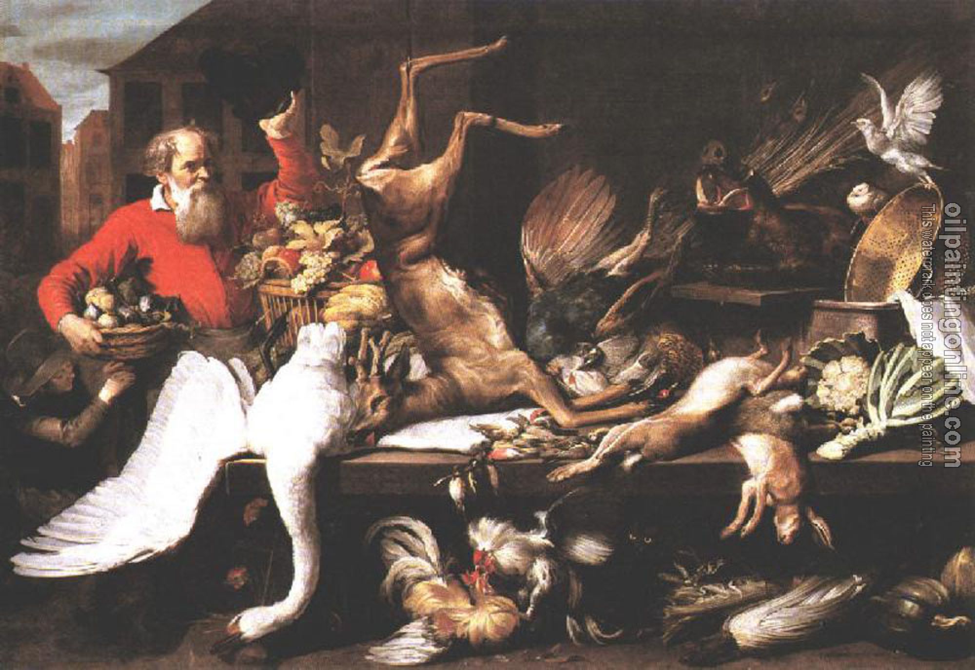 Frans Snyders - Still Life With Dead Game Fruits And Vegetables In A market